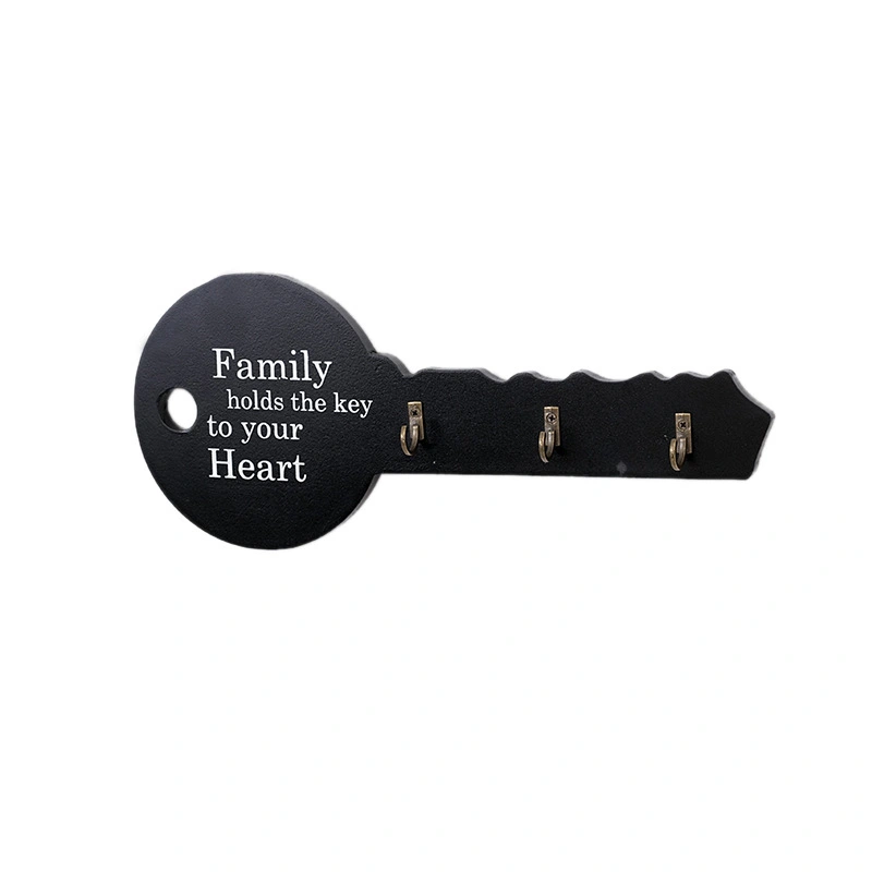 Retro Wood Key Holder Wall Key Shape Hook Storage Rack