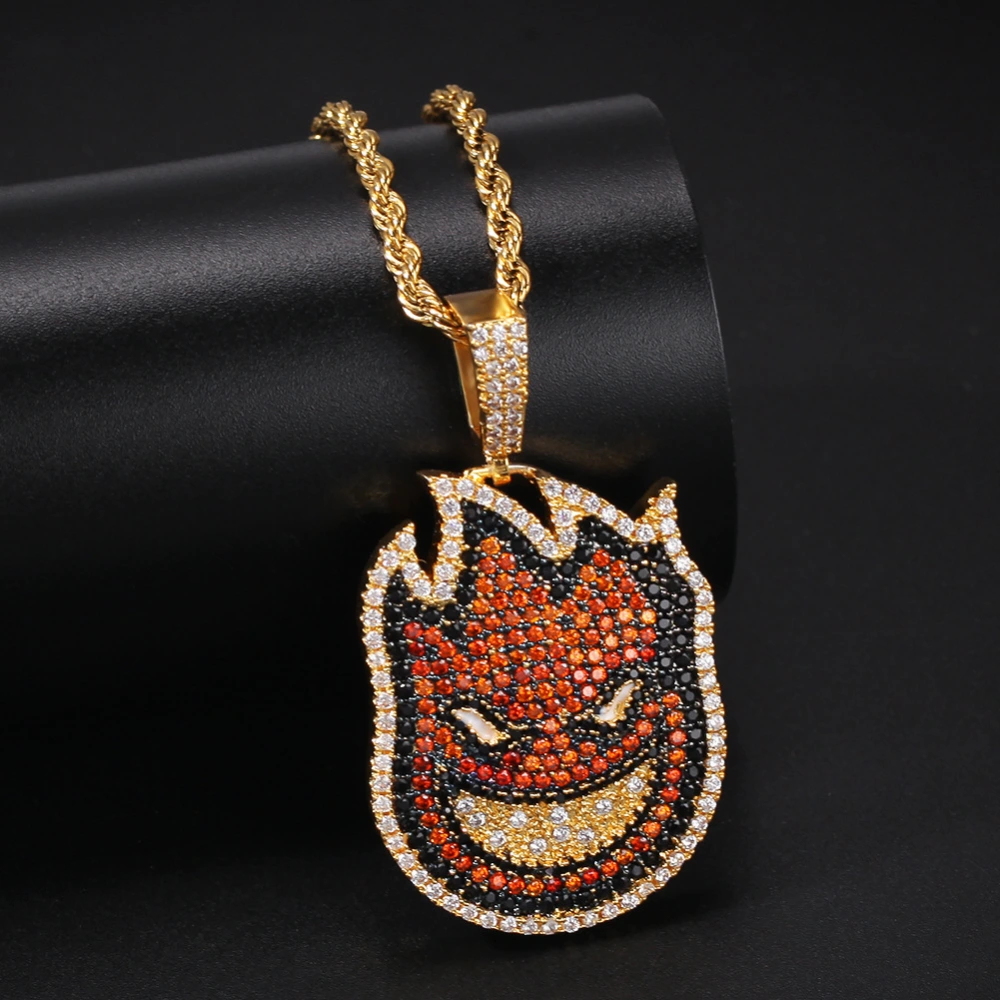 Fireman color zirconium pendant necklace