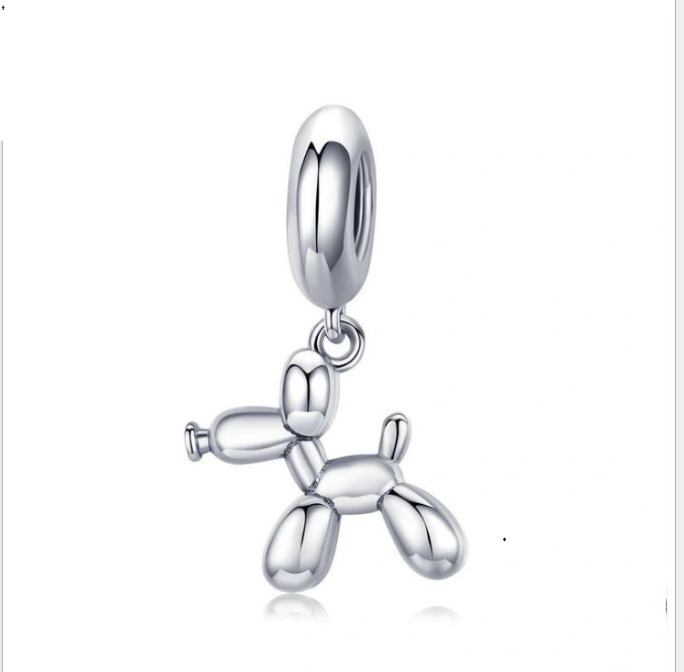 Cute balloon dog s925 sterling silver pendant ladies beaded bracelet necklace jewelry