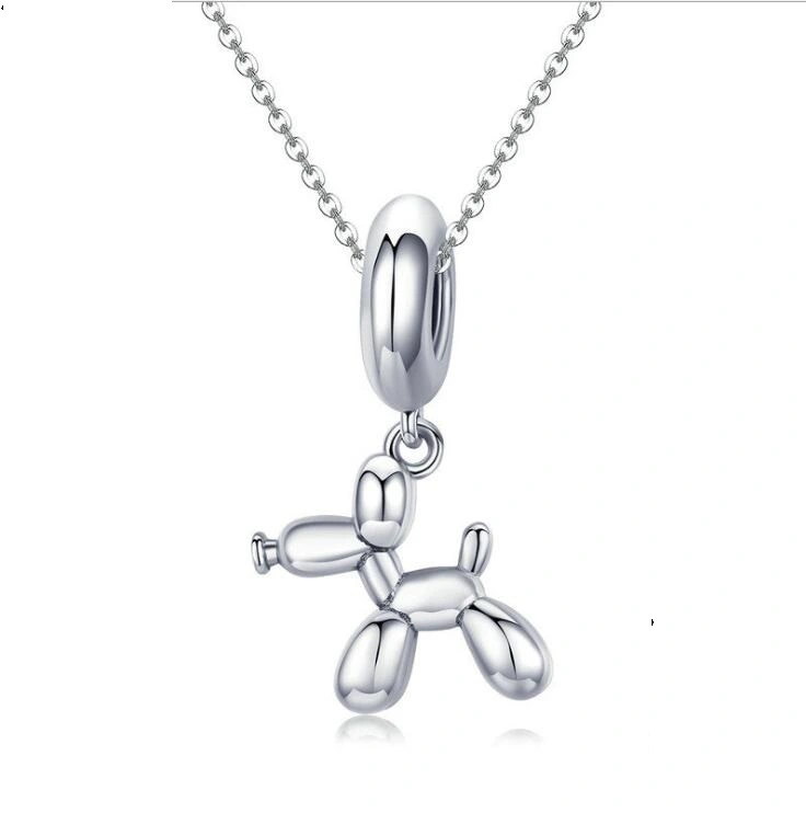 Cute balloon dog s925 sterling silver pendant ladies beaded bracelet necklace jewelry