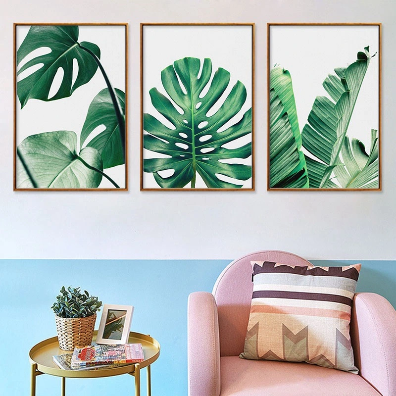 Frameless Picture Core Of Green Plant Leaf Monstera