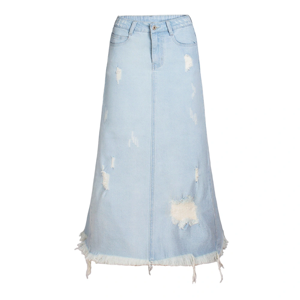 High waist denim skirt