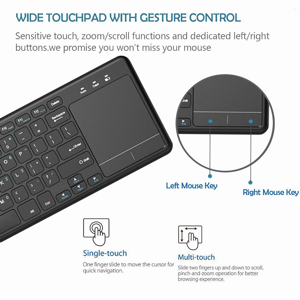 Portable lightweight wireless touch keyboard