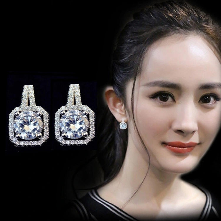 Square diamond women's earrings earrings