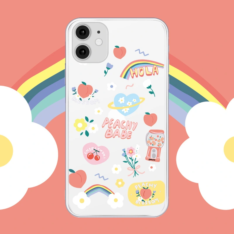 Compatible with Apple , Cartoon rainbow flower phone case