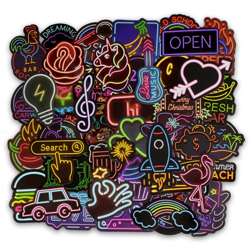 Neon graffiti stickers