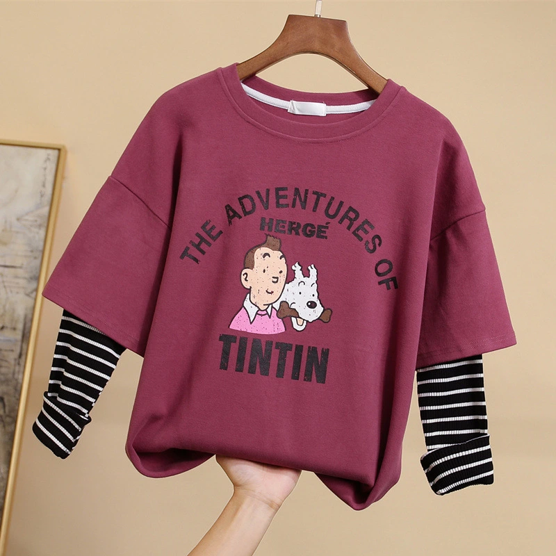 Cotton long-sleeved T-shirt