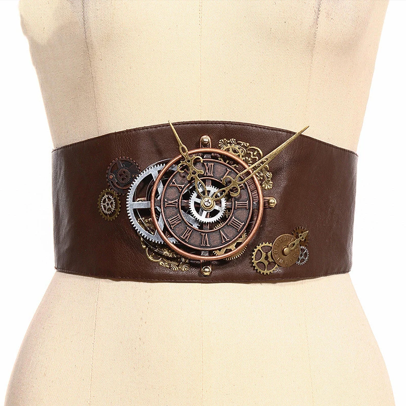 Steampunk ladies decorated wide belt girdle