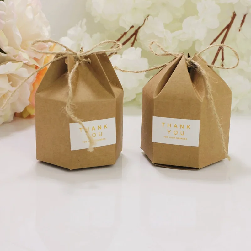 50pcs/pack creative hexagonal wedding candy box