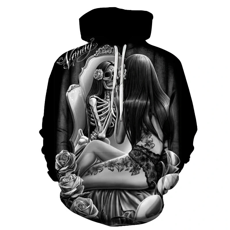 Beauty girl digital print hooded couple sweater