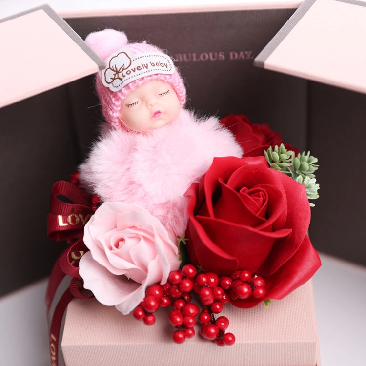 Jewelry Box Artificial Rose Flower Scented Soap Necklace Holder Festival Gift for Girls Romantic Wedding Flowers