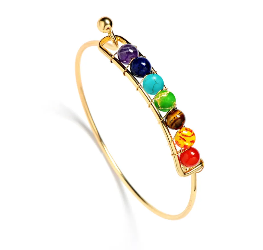 Colorful Chakra Yoga Copper Plated Bracelet