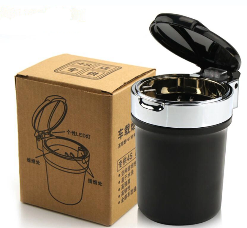 Car LED Ashtray With Lamp Multifunctional High Temperature Resistant Car Ashtray With Lid