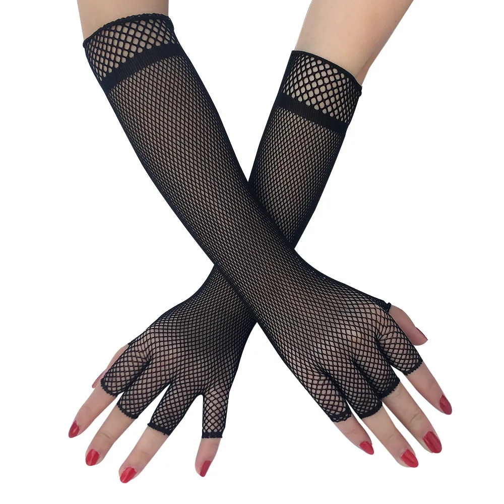 Half finger fishing net glove length