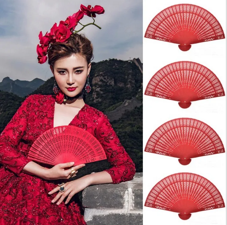 Very Popular Colourful Vintage Hollow Wood Hand Fan Chinese Fragrant Wooden Folding Fans