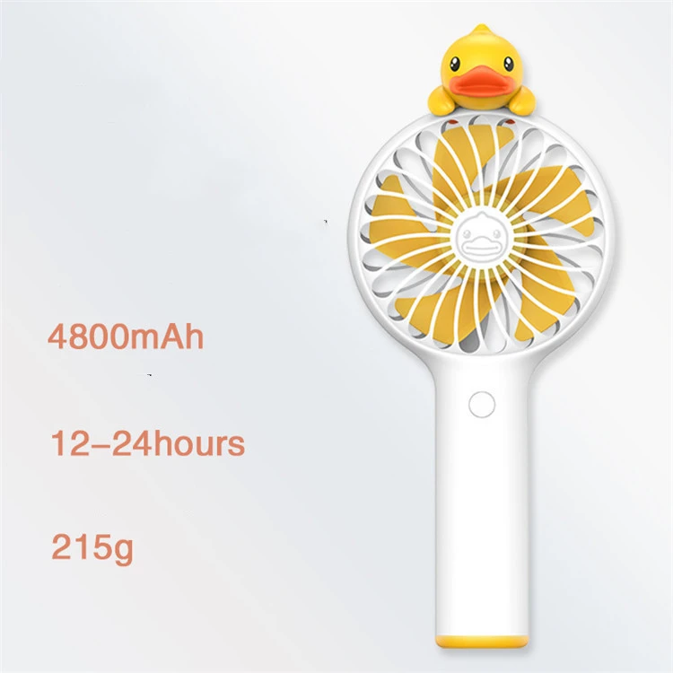 Little yellow duck holding mini fan