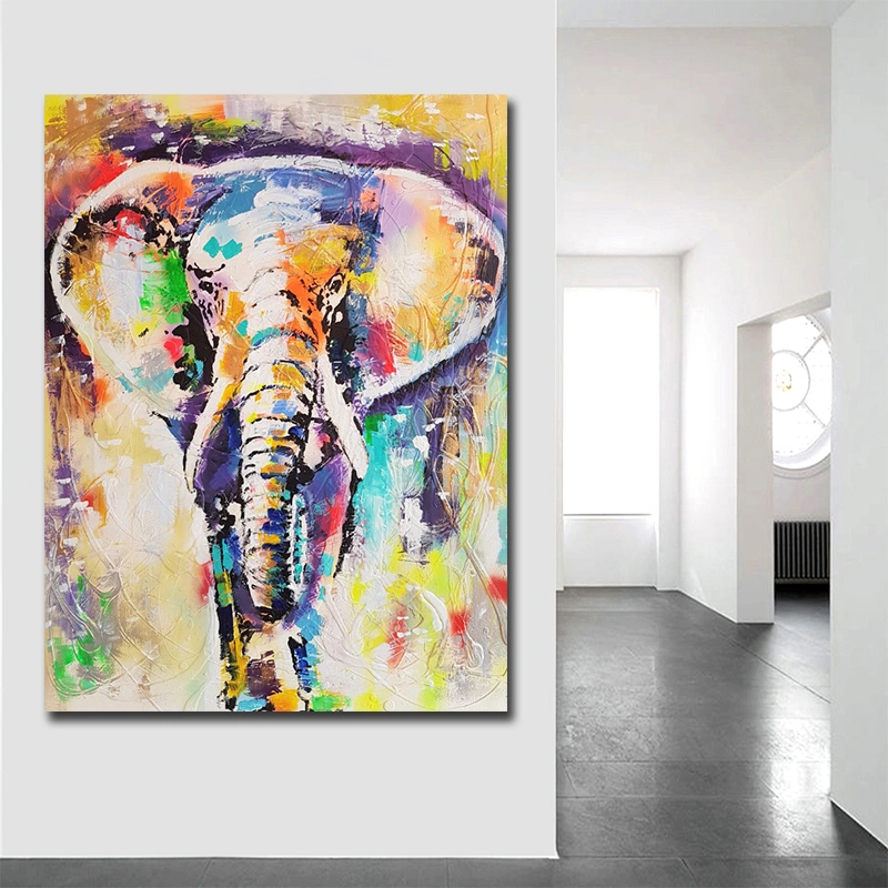 Color elephant inkjet oil painting oil painting printing home decoration painting