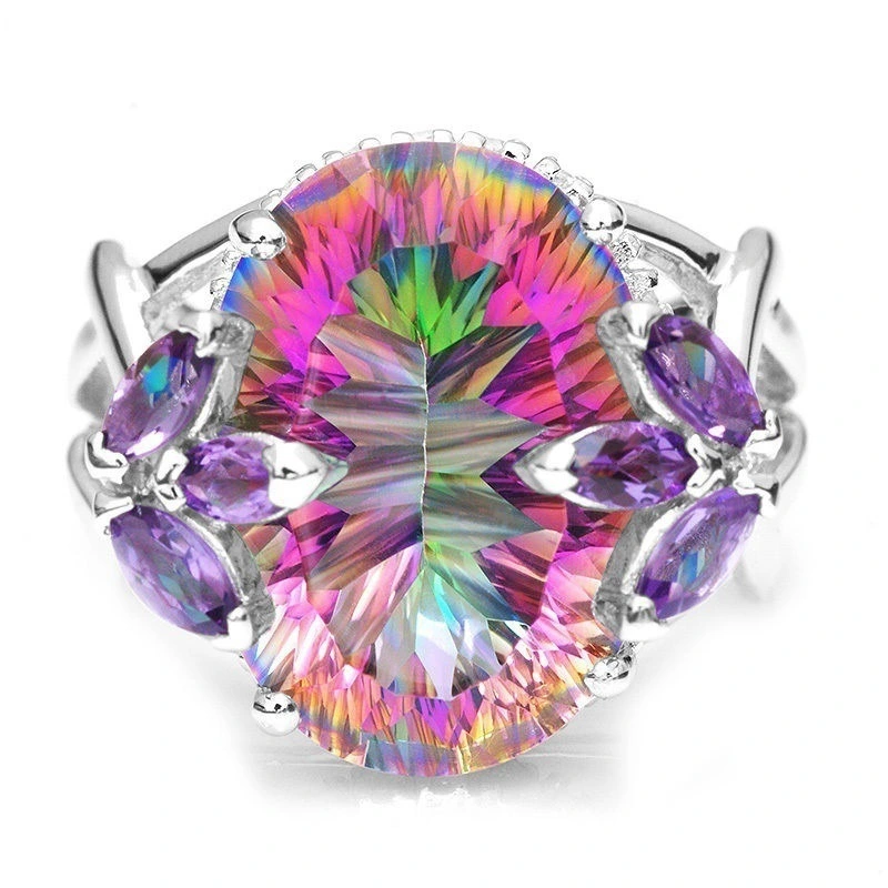Colorful zircon princess ring