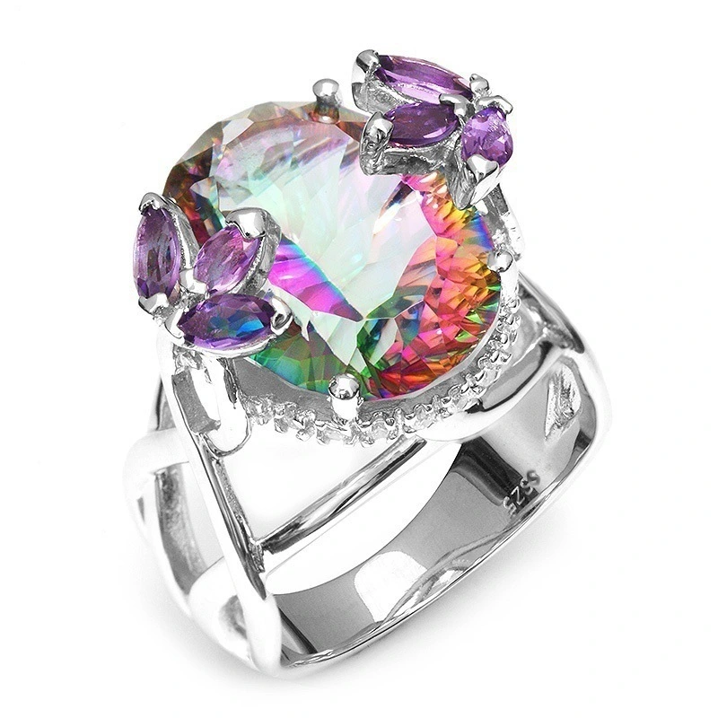 Colorful zircon princess ring