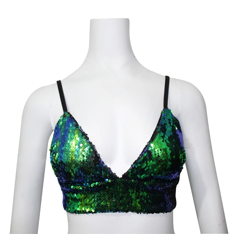 Colorful color sequins sexy nightclub wrapped chest bra