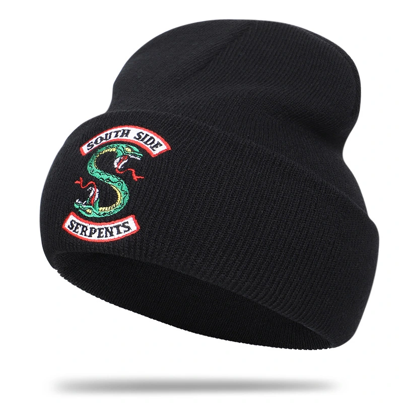 Knitted hat with embroidery
