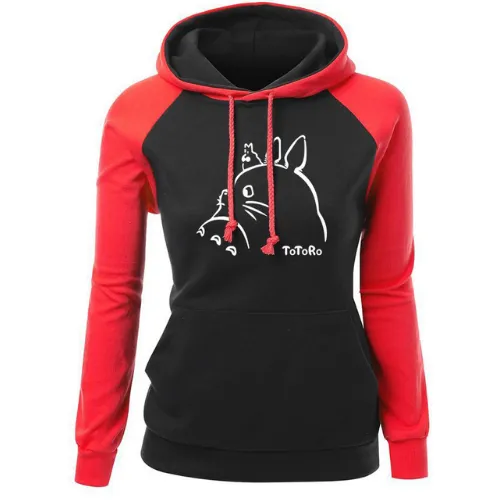 New 2021 Women Sweatshirt Autumn Winter Fleece Brand Clothes TOTORO Kawaii Fashion Streetwear Harajuku Hippie Hoodies Raglan