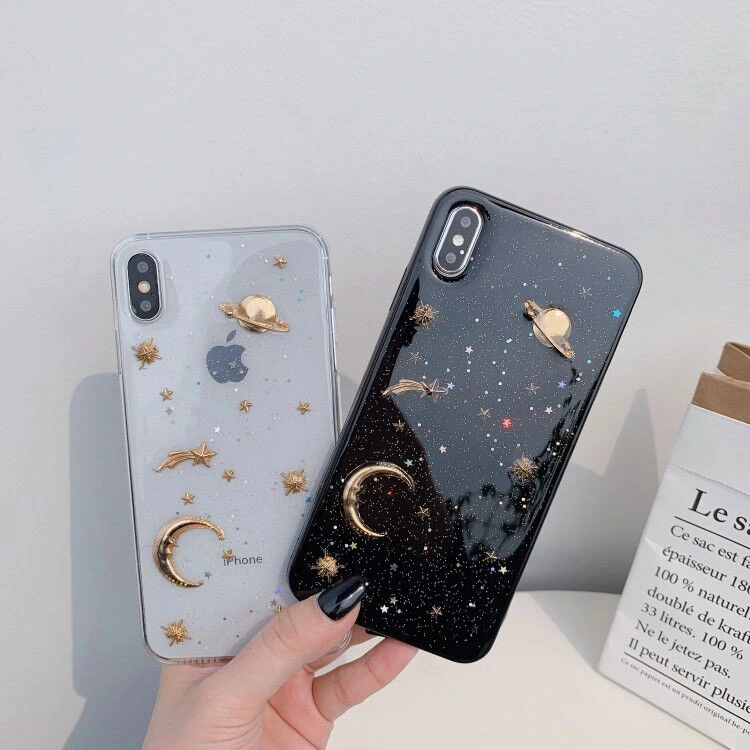 Transparent All-Inclusive Soft Shell Glitter Moon Phone Case