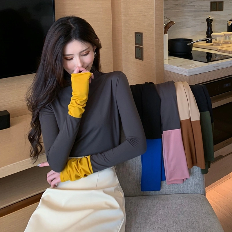 Fleece padded turtleneck bottoming shirt