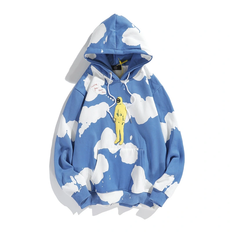 High Street Hoodie Limited Peripheral Astronaut Blue Sky White Clouds Plus Velvet
