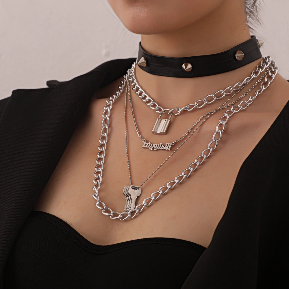 Punk Rivet Multilayer Necklace