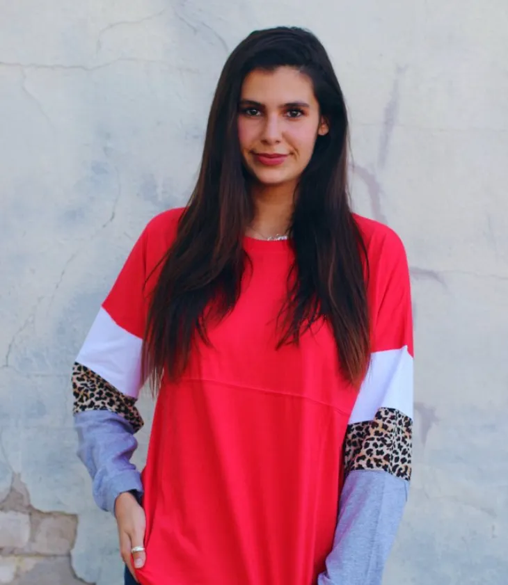 Long-sleeved patchwork pullover sweater