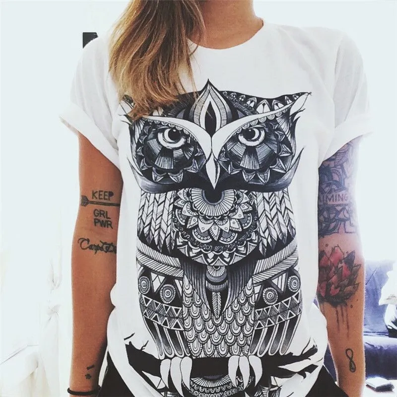 Summer fashion trend loose cotton black and white letter T-shirt print top