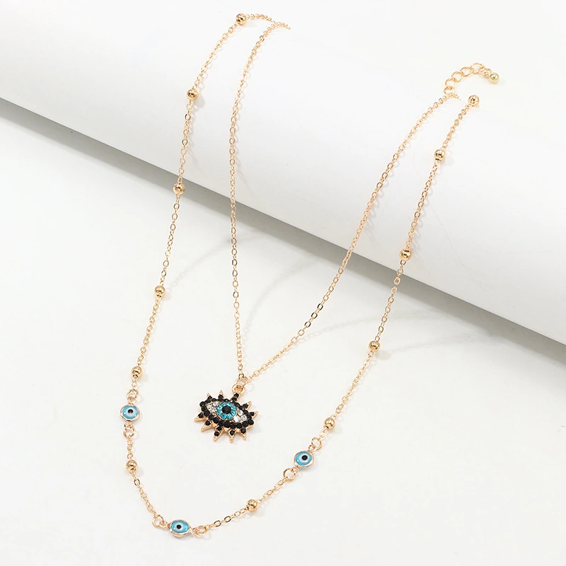 Fashion Retro Diamond Devil's Eye Necklace