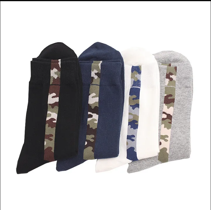 Rex rabbit autumn and winter camouflage tide men's socks solid color simple men's socks breathable large size sports warm cotton socks socks in stockings