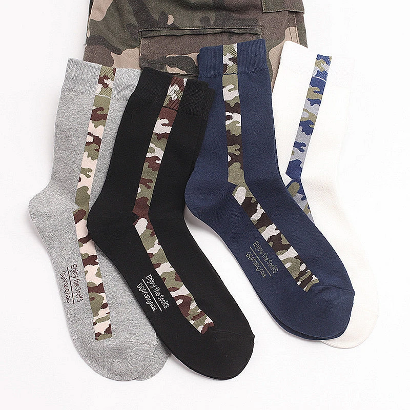 Rex rabbit autumn and winter camouflage tide men's socks solid color simple men's socks breathable large size sports warm cotton socks socks in stockings