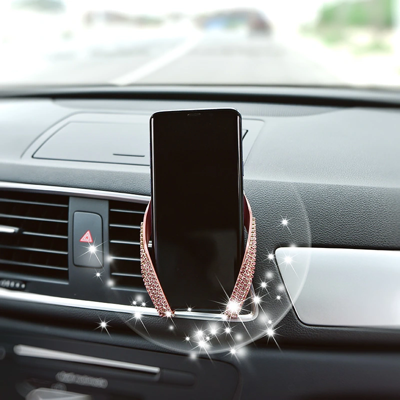 Car diamond-encrusted mobile phone holder