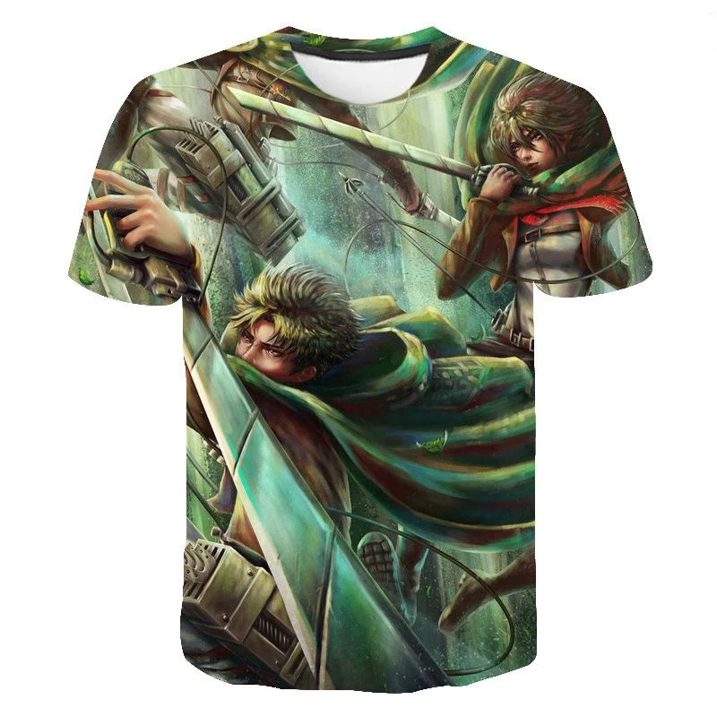 Attack on Titan 3D Digital Print Round Neck Cartoon T-shirt