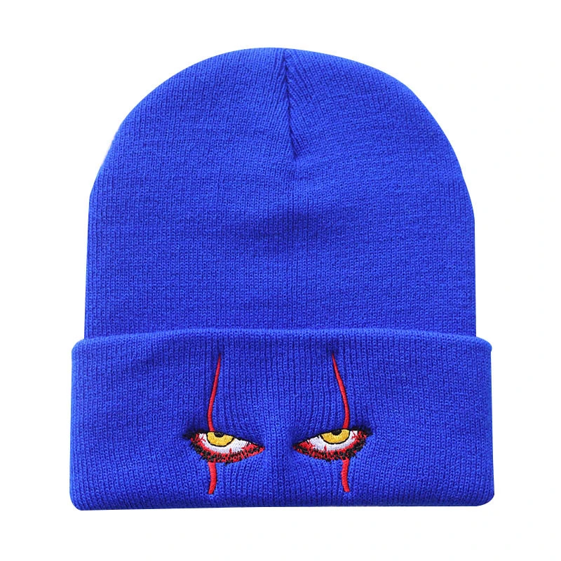 Scary clown eyes knitted hat