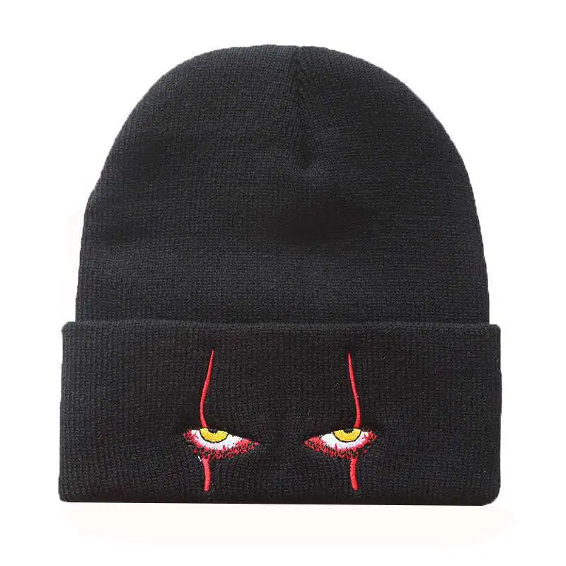 Scary clown eyes knitted hat
