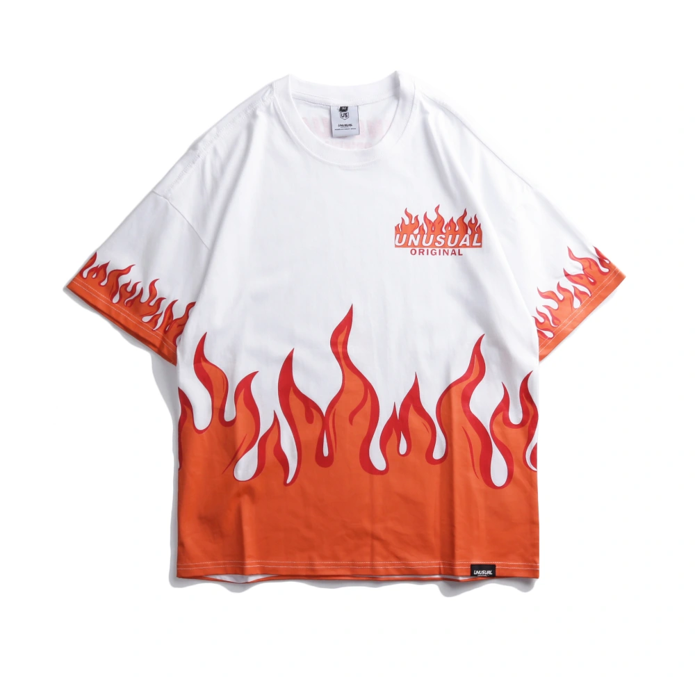 Flame Print Loose Men's T-Shirt