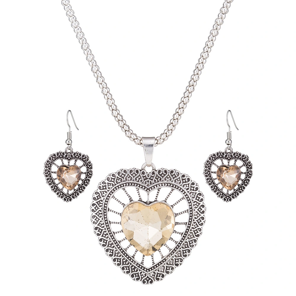 Vintage Crystal Rhinestone Double Heart Set