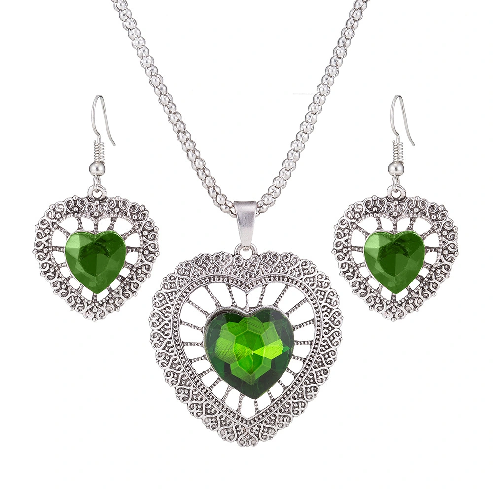 Vintage Crystal Rhinestone Double Heart Set
