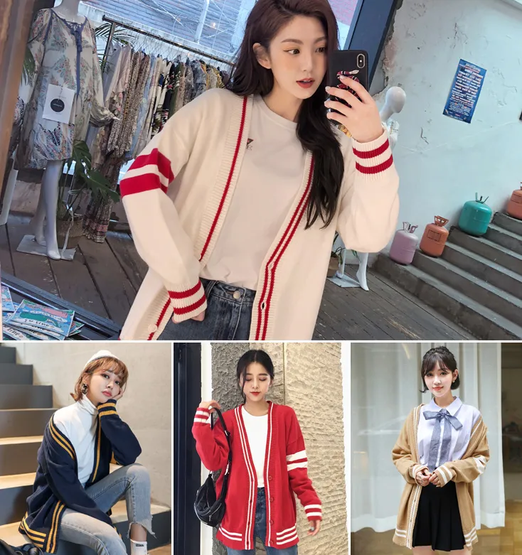 Autumn new Korean version of the loose outside cardigan sweater coat sweater women