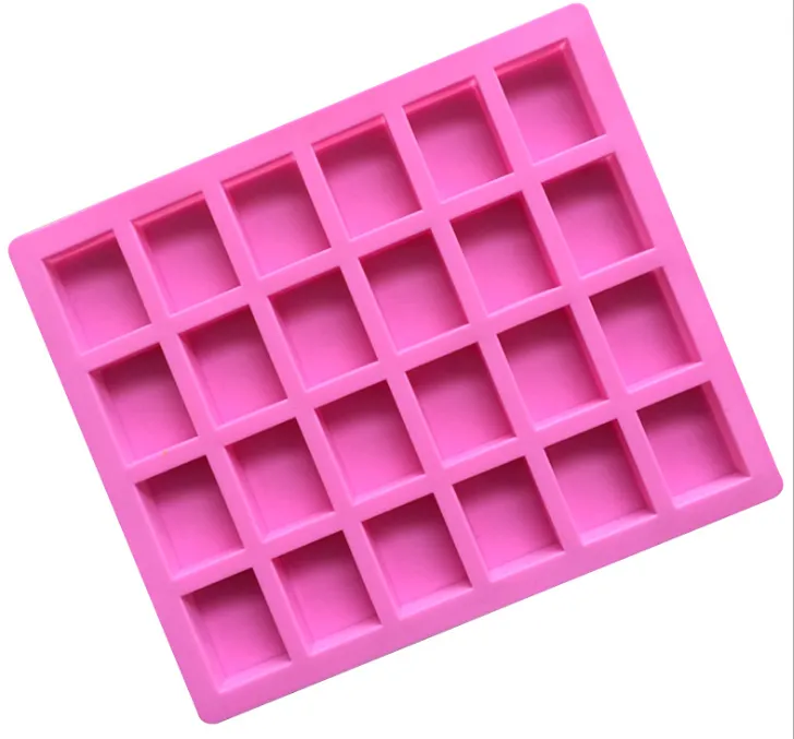 Mujiang 24 cavidades rectangular pastel cuadrado silicona moldes para hornear molde de jabón hecho a mano DIY bandeja de hielo gelatina pastel caramelo Chocolate moldes