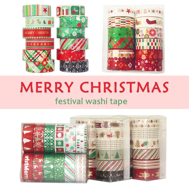 Set of 12 rolls Christmas paper tape