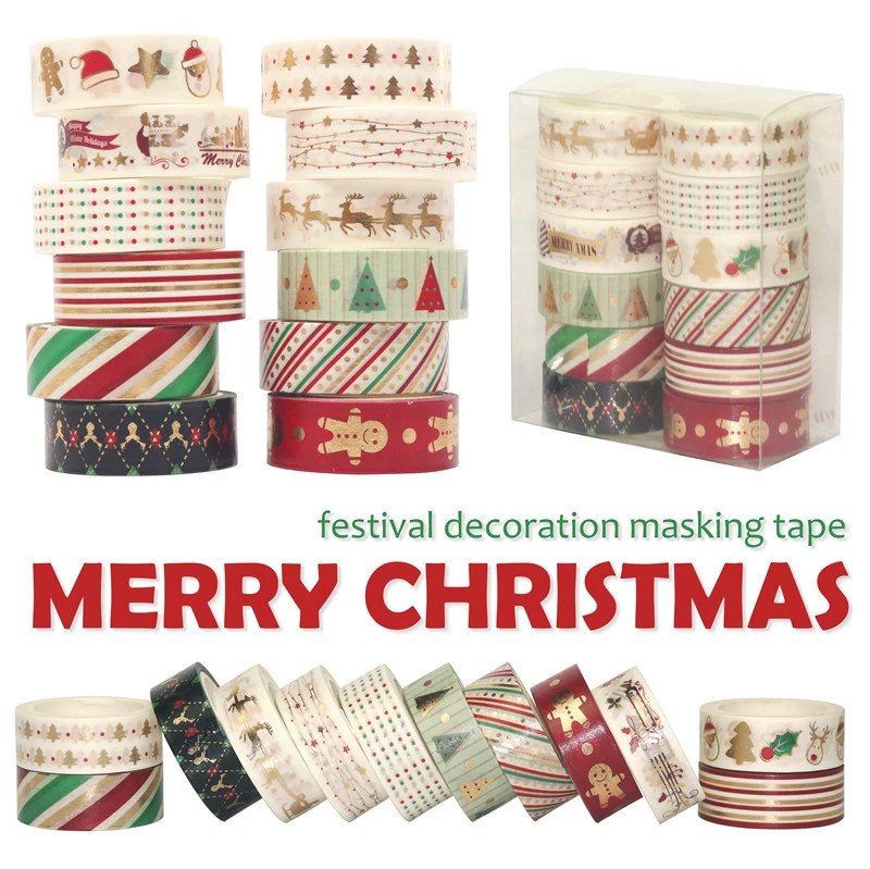 Set of 12 rolls Christmas paper tape