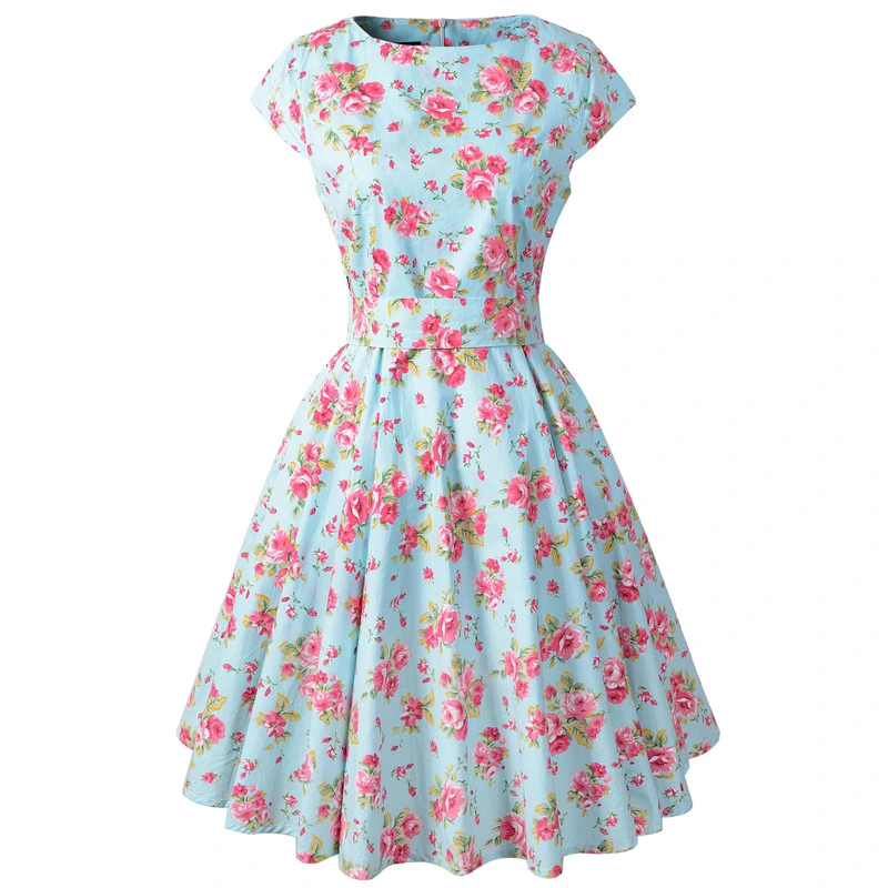 USA SIZE flower Hepburn style dress retro dress