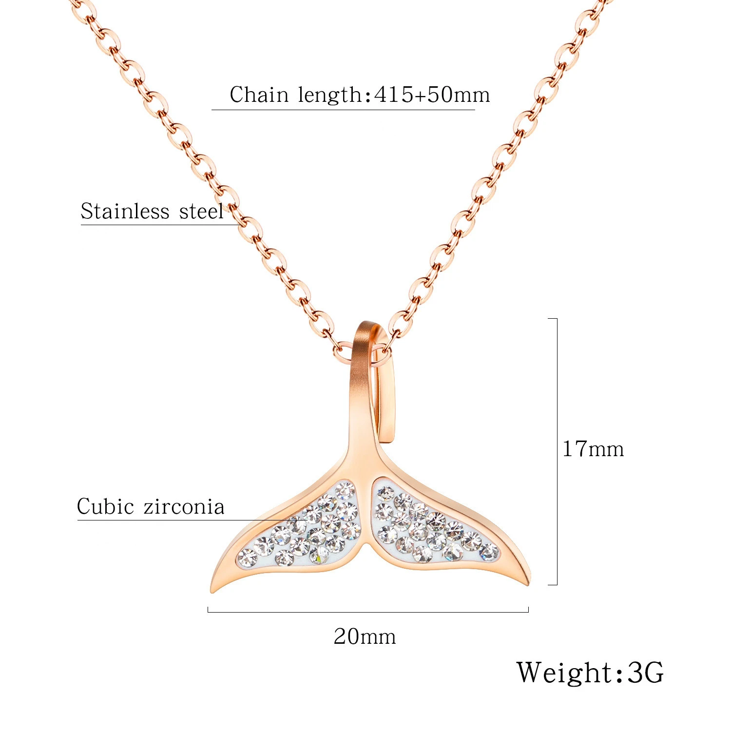 GorGor Japanese And Korean Choker Simple Temperament Fishtail Titanium Steel Rose Plated Golden Pendant Women Necklace 1598