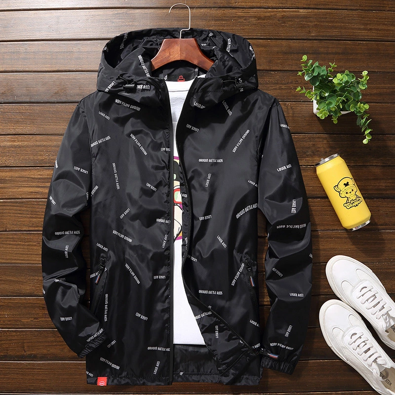 In the spring and Autumn period, fatten up, code hooded raincoat, men''s coat, fat man, leisure and loose fat jacket, student jackets.