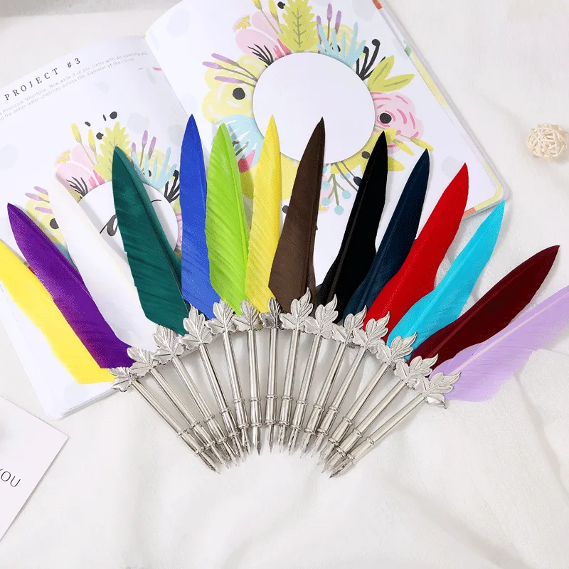 Vintage feather pen set